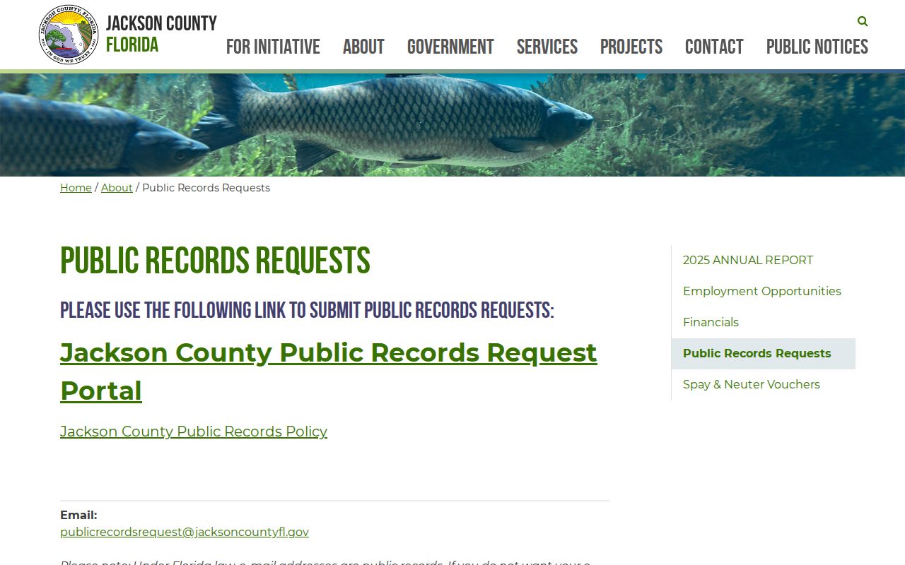Jackson County criminal history public records request page
