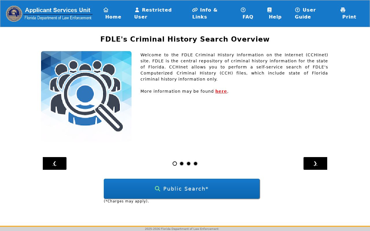 Jackson County criminal history FDLE CCHInet gateway