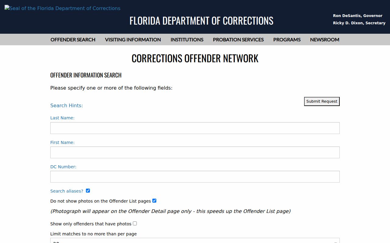 Jackson County criminal history Florida corrections search