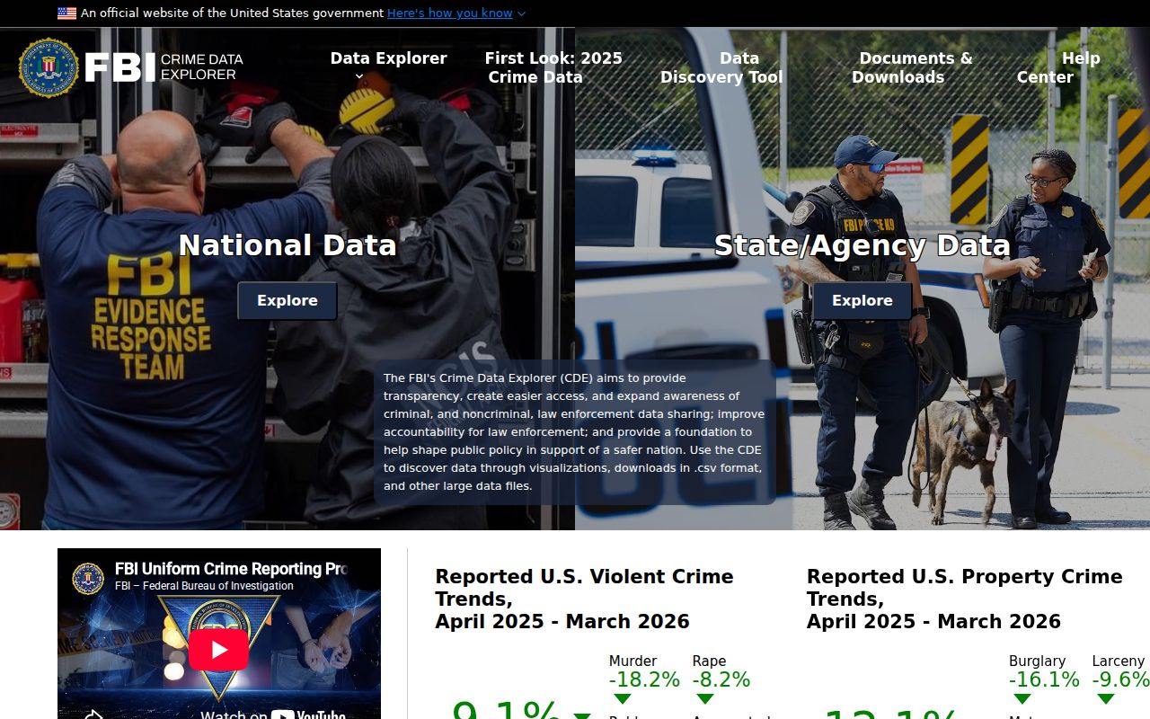 FBI Crime Data Explorer official portal