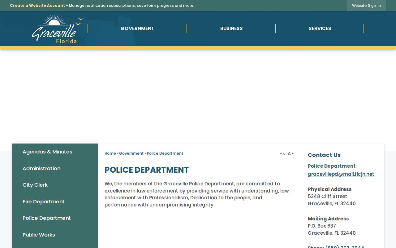 Graceville Police Department compared with Marianna record routing