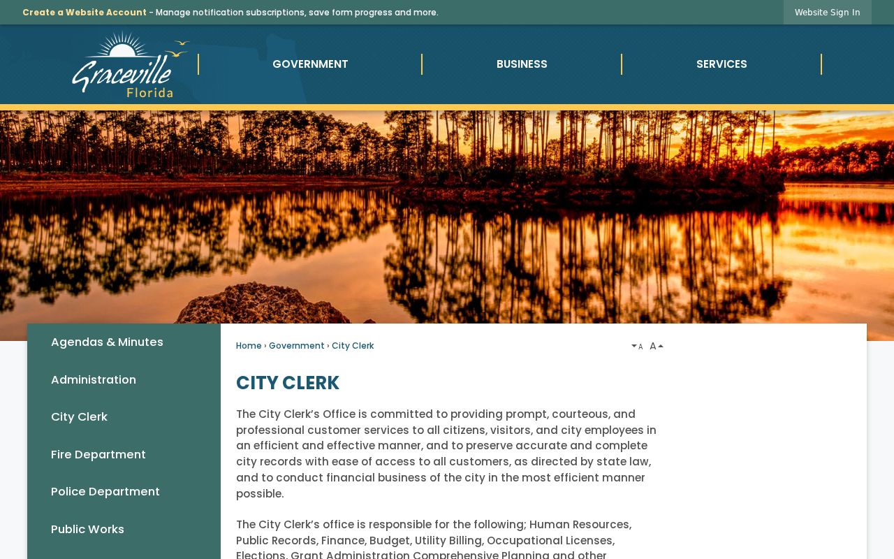 Graceville city clerk record channel compared with Marianna