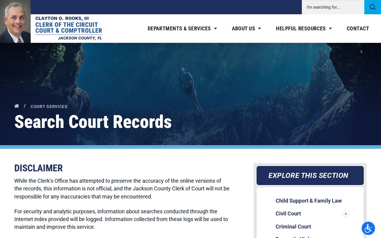 Jackson County Clerk court record search page