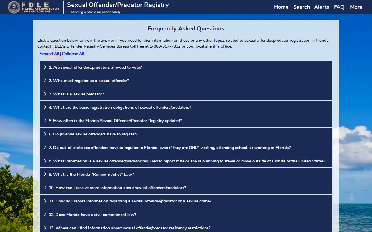 FDLE answers about Jackson County offender registry searches